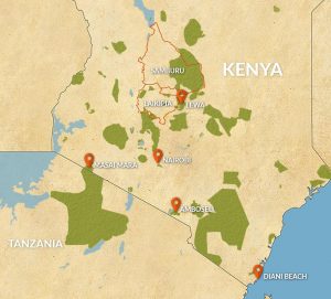 kenya safari map